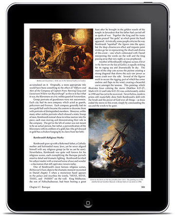 View of the digital Christian-based art history textbook on an iPad.